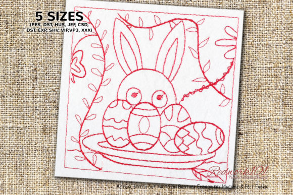Easter Bunny with Decorated Eggs Redwork: Review
