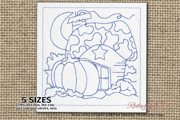 Fairy House with Pumpkin Redwork: A Designer Review